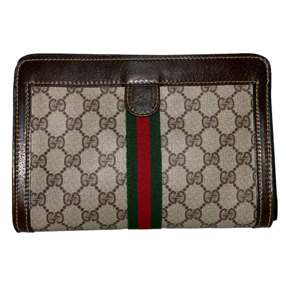 Vintage Gucci Sherry Line Monogram Canvas Cosmetic Pouch Clutch Case - Picture 1 of 16